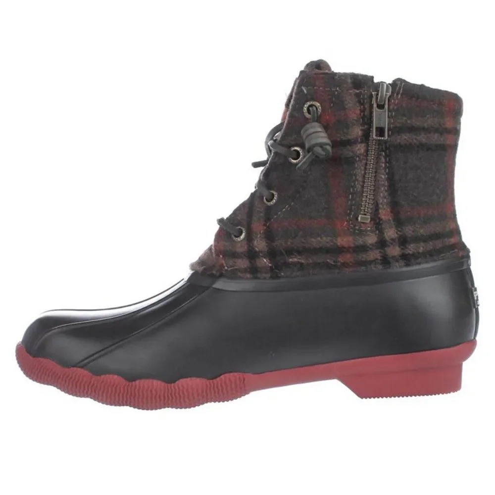 Sperry Saltwater Prints Boots Brown Plaid Fisherman‎ Core Size 8.5